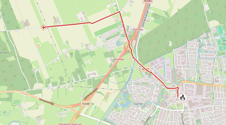 Kaart van de omgeving van de melding