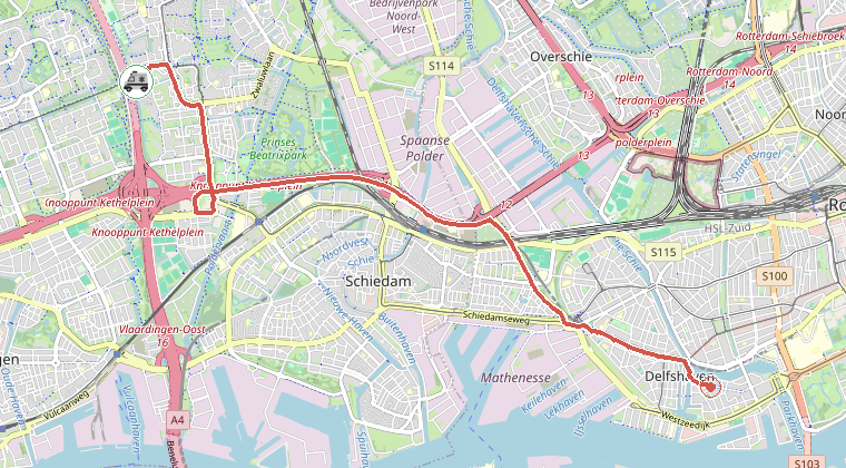 Kaart van de omgeving van de melding