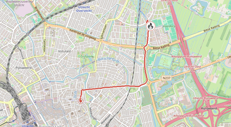Kaart van de omgeving van de melding