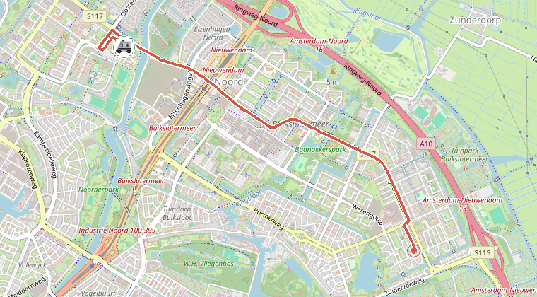 Kaart van de omgeving van de melding