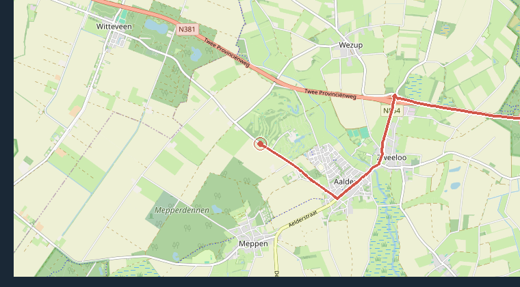 Kaart van de omgeving van de melding