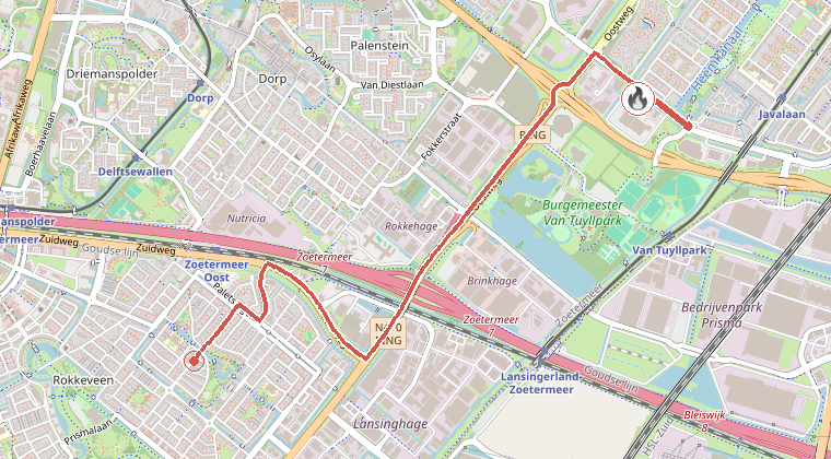 Kaart van de omgeving van de melding