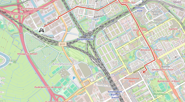 Kaart van de omgeving van de melding
