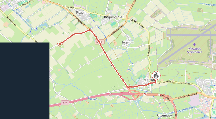 Kaart van de omgeving van de melding