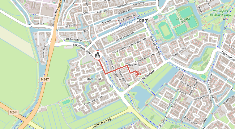 Kaart van de omgeving van de melding
