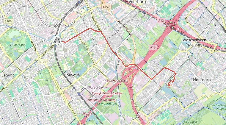 Kaart van de omgeving van de melding
