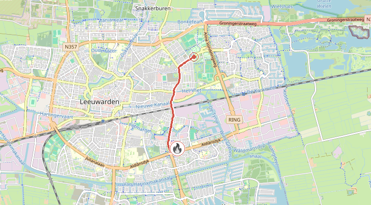 Kaart van de omgeving van de melding