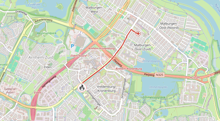 Kaart van de omgeving van de melding