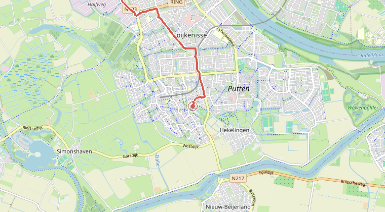 Kaart van de omgeving van de melding