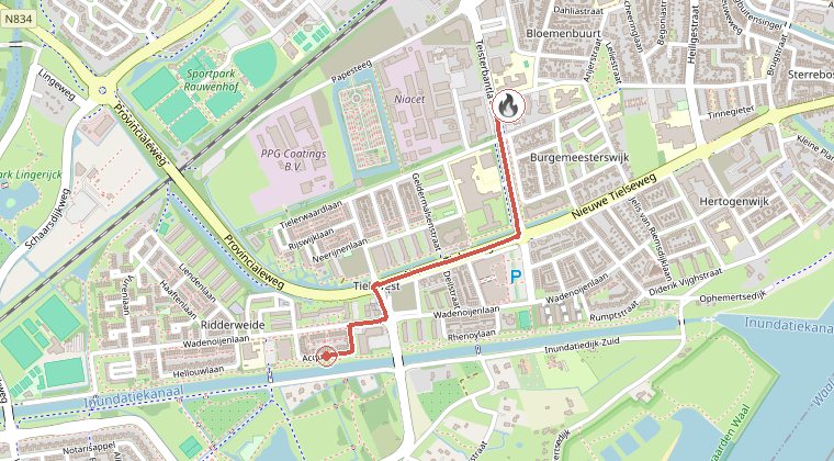 Kaart van de omgeving van de melding