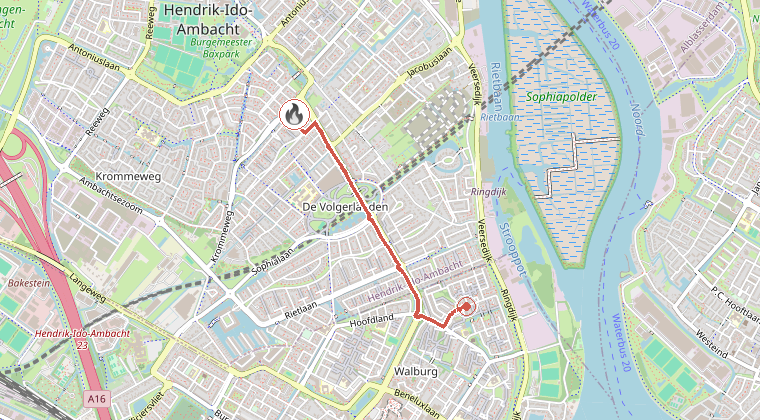 Kaart van de omgeving van de melding