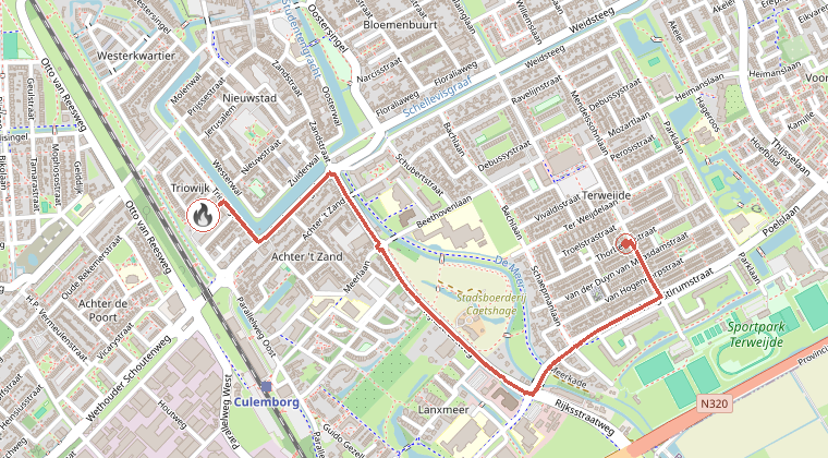 Kaart van de omgeving van de melding