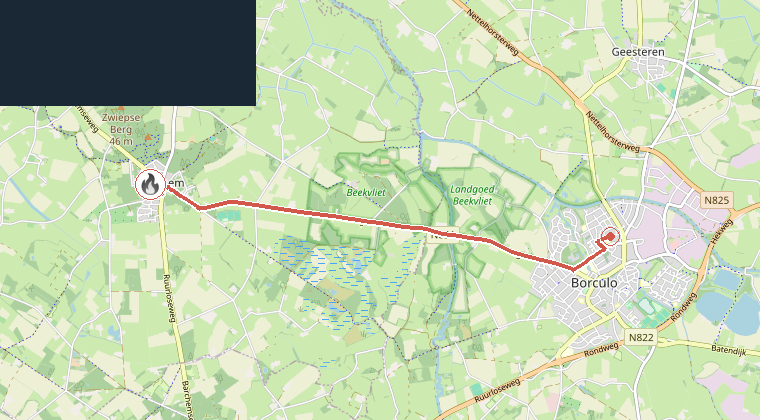 Kaart van de omgeving van de melding