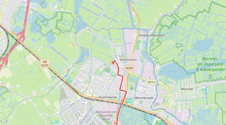 Kaart van de omgeving van de melding