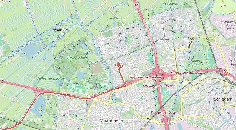 Kaart van de omgeving van de melding
