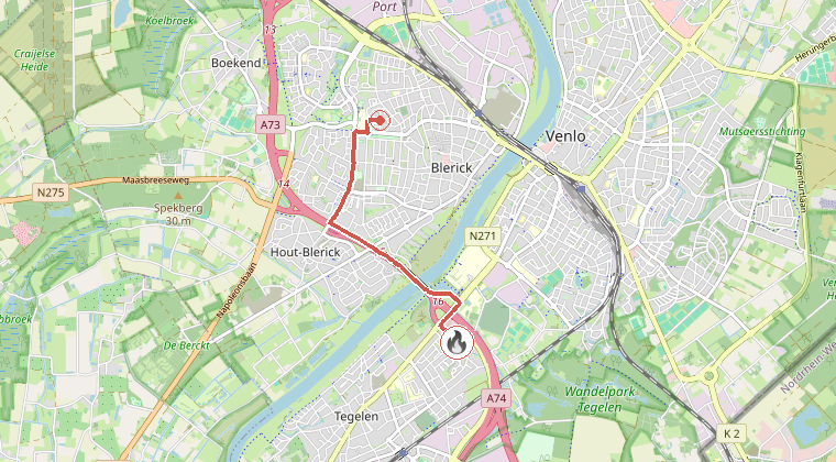 Kaart van de omgeving van de melding