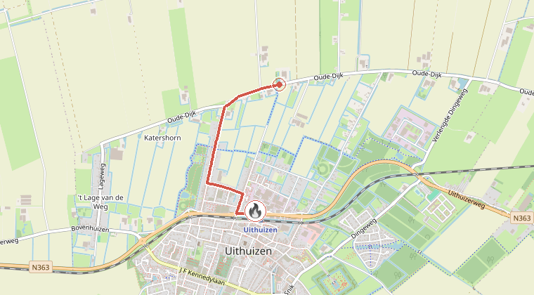 Kaart van de omgeving van de melding