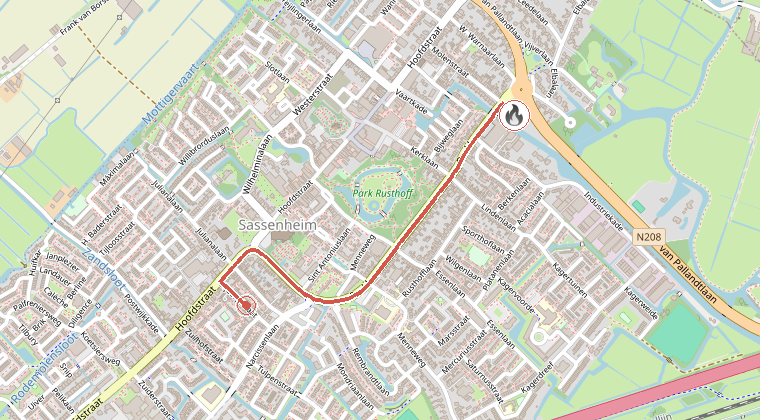 Kaart van de omgeving van de melding