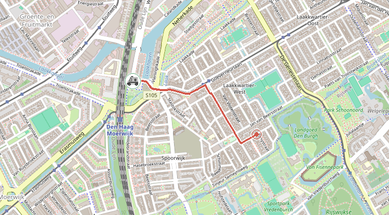 Kaart van de omgeving van de melding