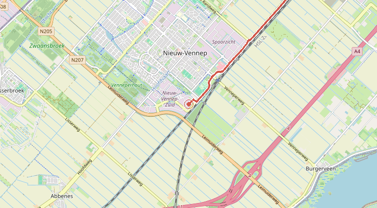 Kaart van de omgeving van de melding
