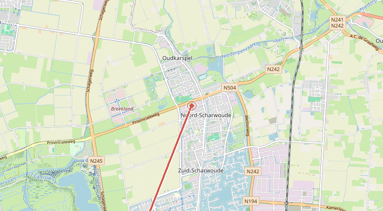 Kaart van de omgeving van de melding