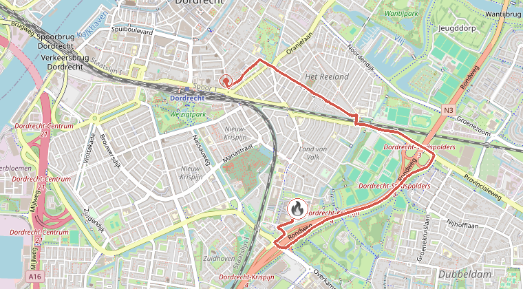 Kaart van de omgeving van de melding