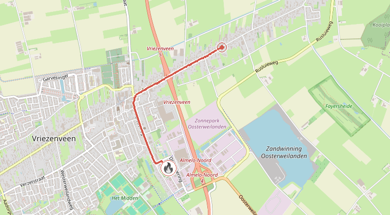 Kaart van de omgeving van de melding