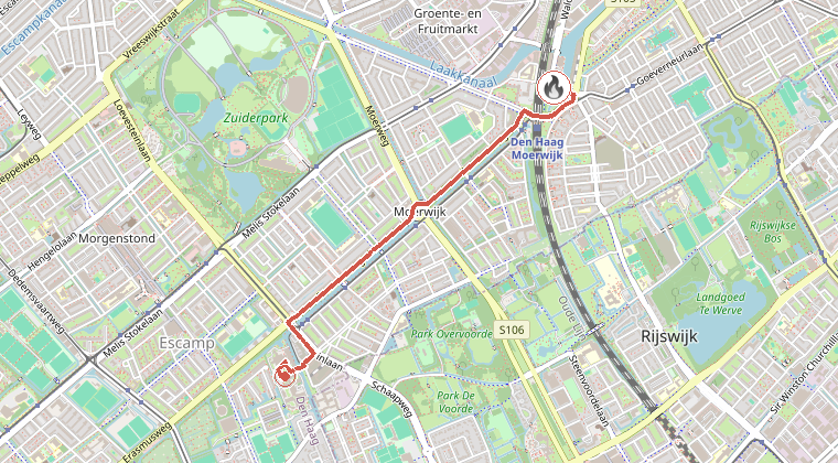 Kaart van de omgeving van de melding