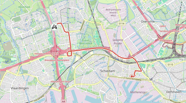 Kaart van de omgeving van de melding