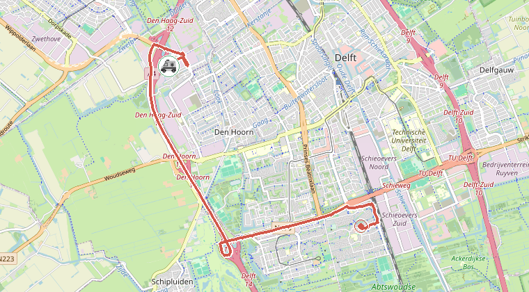 Kaart van de omgeving van de melding
