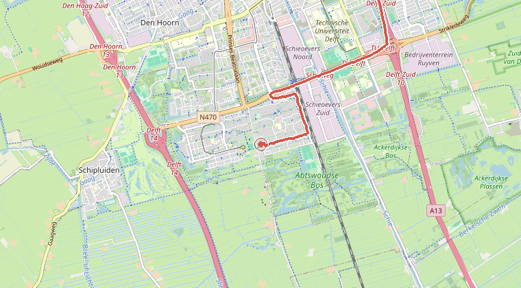Kaart van de omgeving van de melding