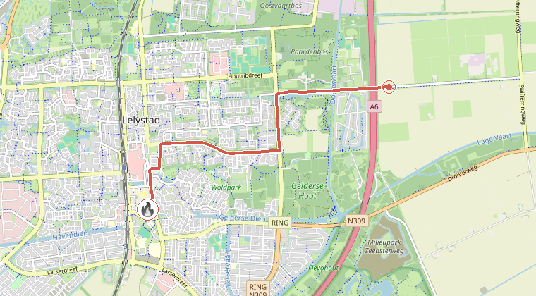 Kaart van de omgeving van de melding