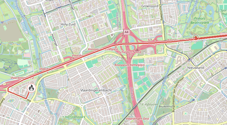 Kaart van de omgeving van de melding
