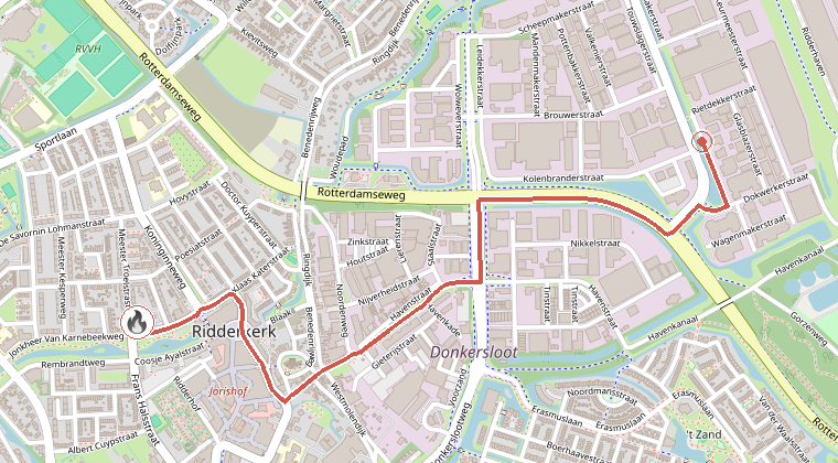 Kaart van de omgeving van de melding