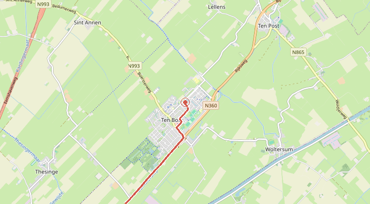Kaart van de omgeving van de melding