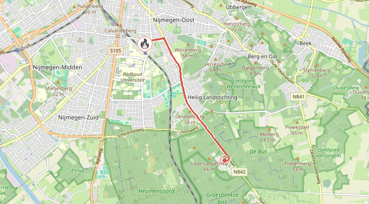Kaart van de omgeving van de melding