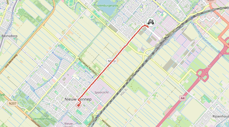 Kaart van de omgeving van de melding