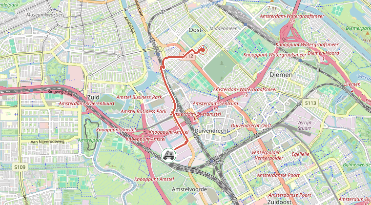 Kaart van de omgeving van de melding