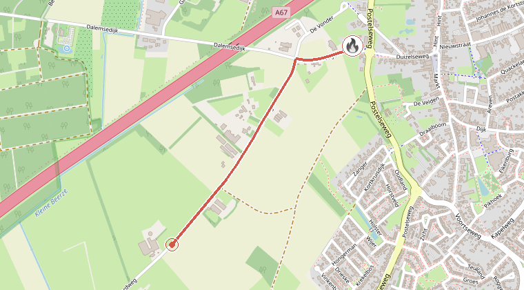 Kaart van de omgeving van de melding