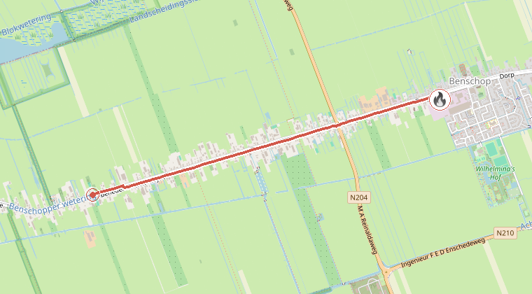 Kaart van de omgeving van de melding