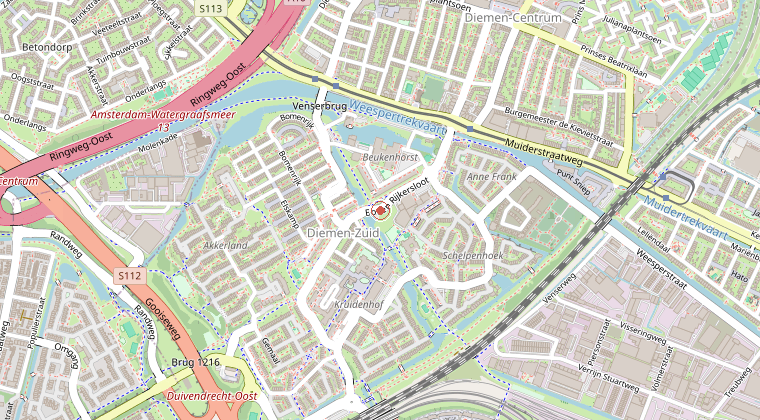 Kaart van de omgeving van de melding
