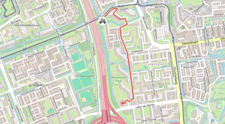 Kaart van de omgeving van de melding