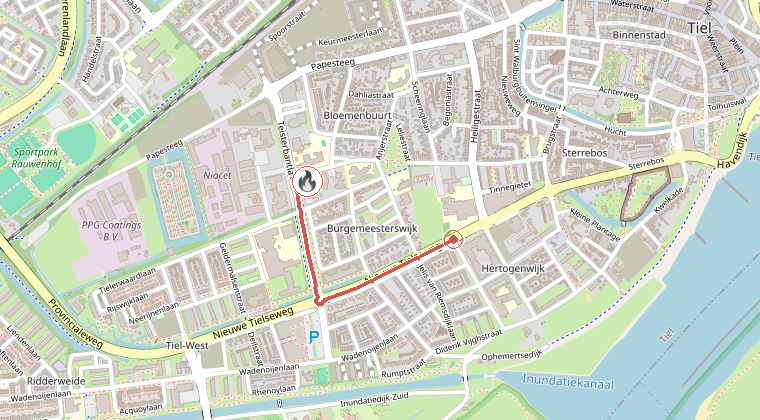 Kaart van de omgeving van de melding