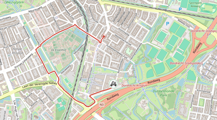 Kaart van de omgeving van de melding