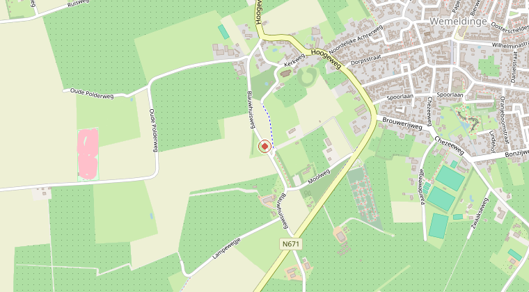 Kaart van de omgeving van de melding
