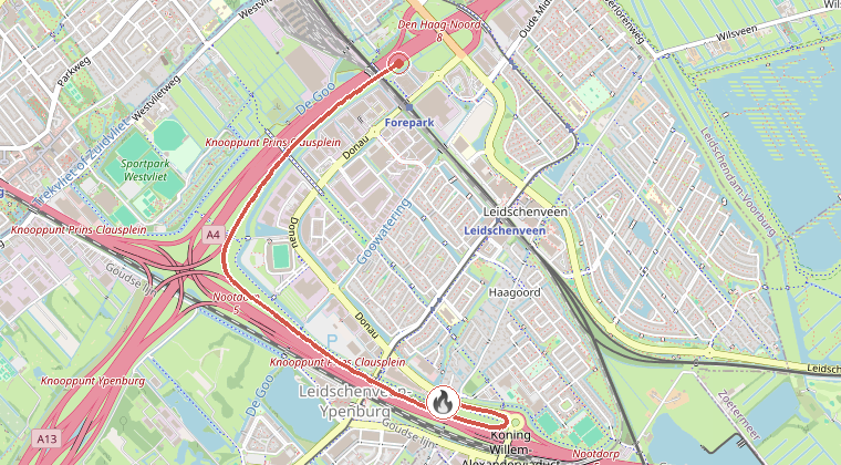 Kaart van de omgeving van de melding
