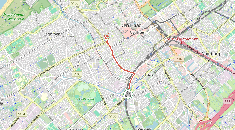 Kaart van de omgeving van de melding
