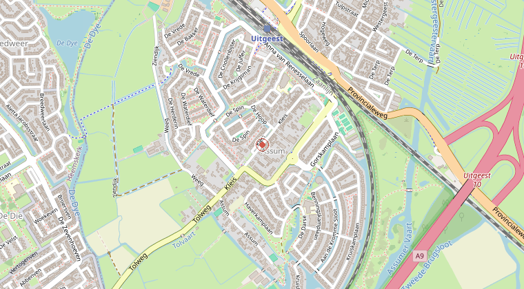 Kaart van de omgeving van de melding