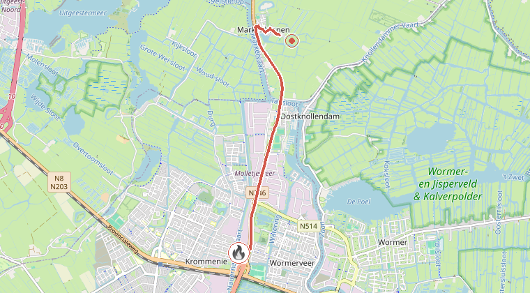 Kaart van de omgeving van de melding