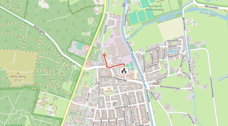 Kaart van de omgeving van de melding